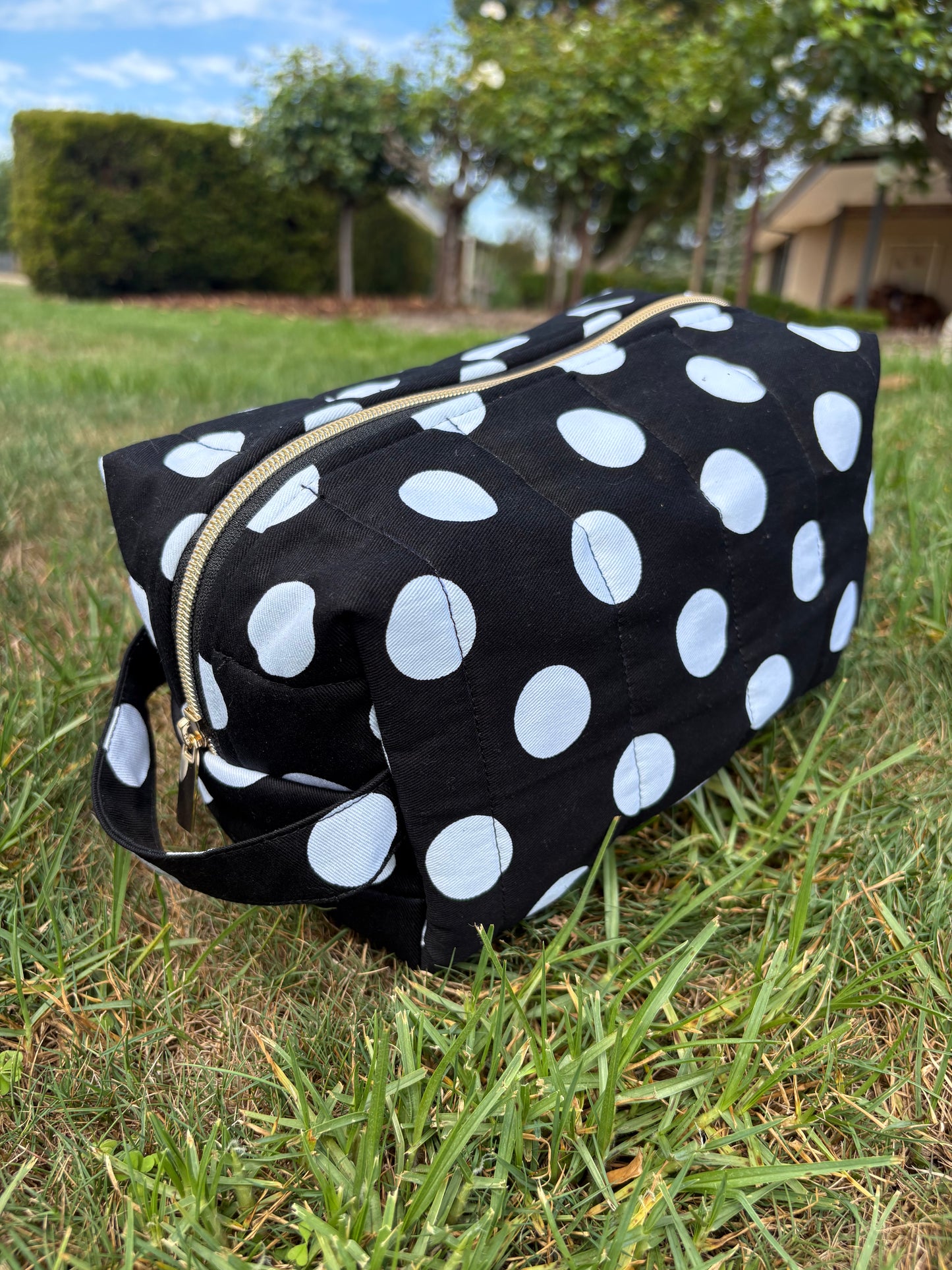 Black with white polka dots