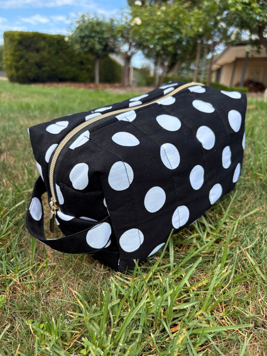 Black with white polka dots